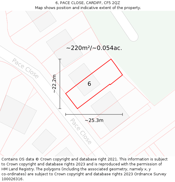 6, PACE CLOSE, CARDIFF, CF5 2QZ: Plot and title map