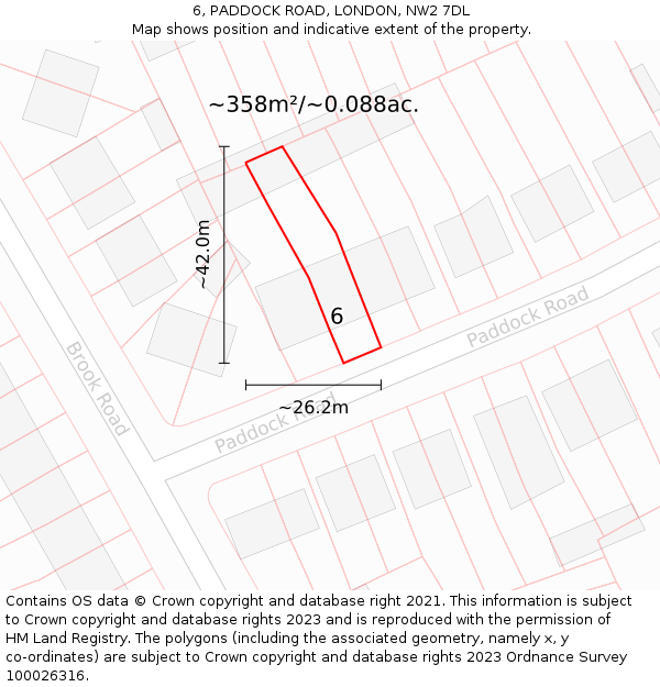 6, PADDOCK ROAD, LONDON, NW2 7DL: Plot and title map
