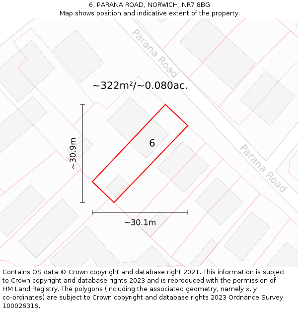 6, PARANA ROAD, NORWICH, NR7 8BG: Plot and title map