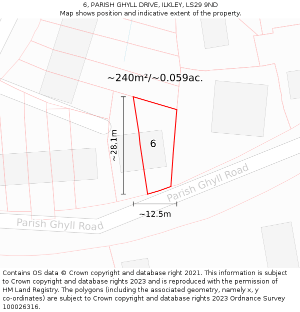 6, PARISH GHYLL DRIVE, ILKLEY, LS29 9ND: Plot and title map