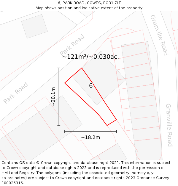 6, PARK ROAD, COWES, PO31 7LT: Plot and title map