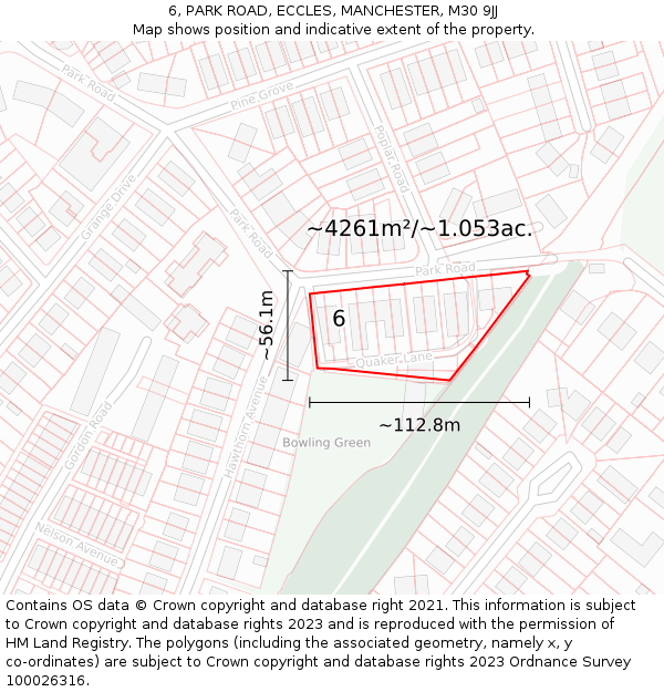 6, PARK ROAD, ECCLES, MANCHESTER, M30 9JJ: Plot and title map