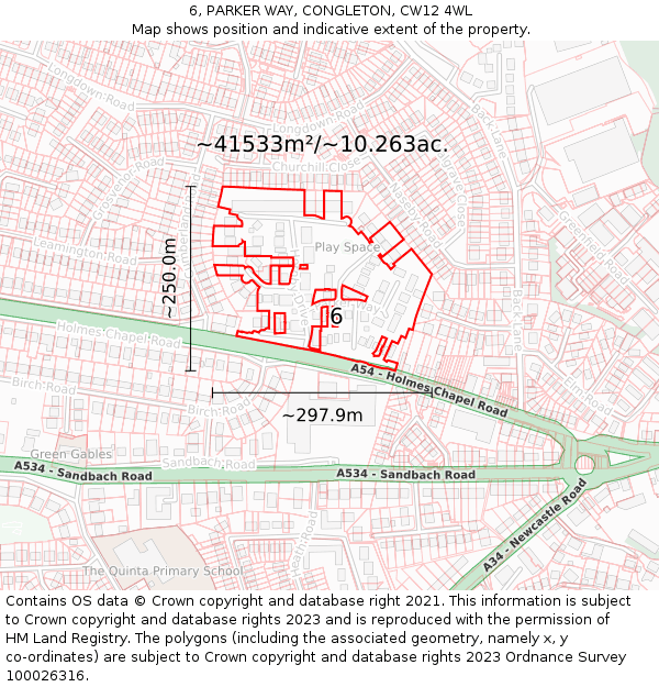 6, PARKER WAY, CONGLETON, CW12 4WL: Plot and title map