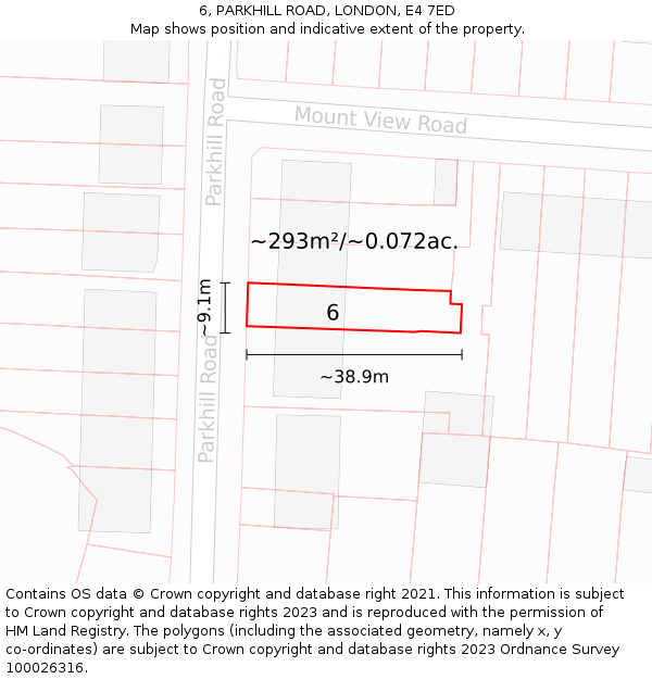 6, PARKHILL ROAD, LONDON, E4 7ED: Plot and title map