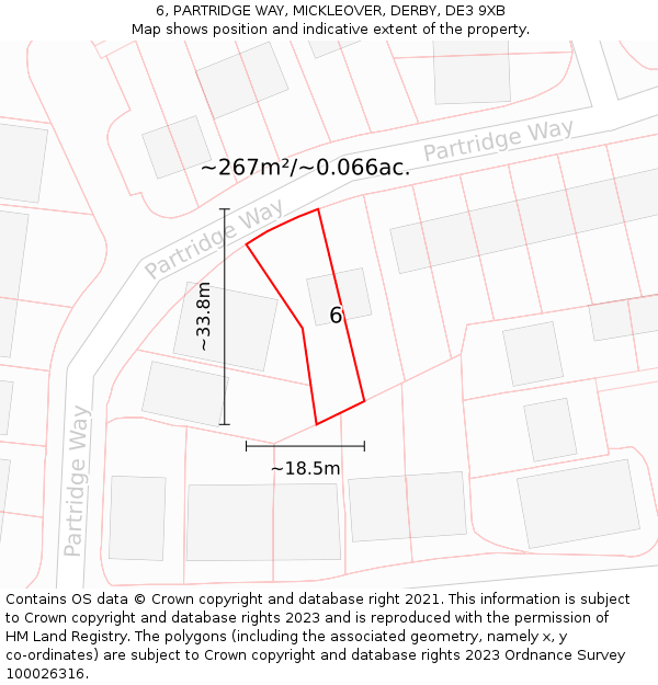 6, PARTRIDGE WAY, MICKLEOVER, DERBY, DE3 9XB: Plot and title map