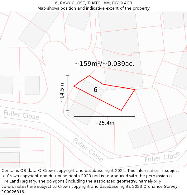 6, PAVY CLOSE, THATCHAM, RG19 4GR: Plot and title map
