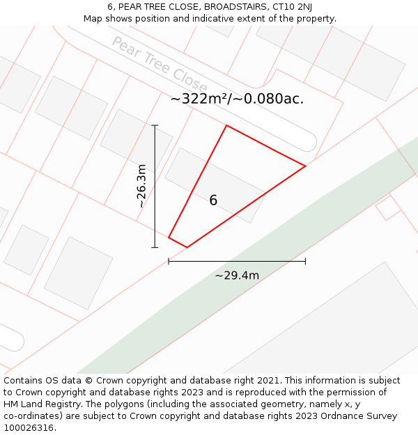 6, PEAR TREE CLOSE, BROADSTAIRS, CT10 2NJ: Plot and title map