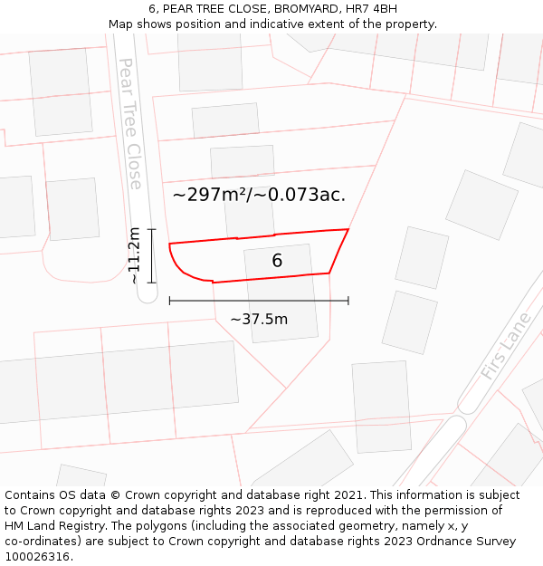 6, PEAR TREE CLOSE, BROMYARD, HR7 4BH: Plot and title map