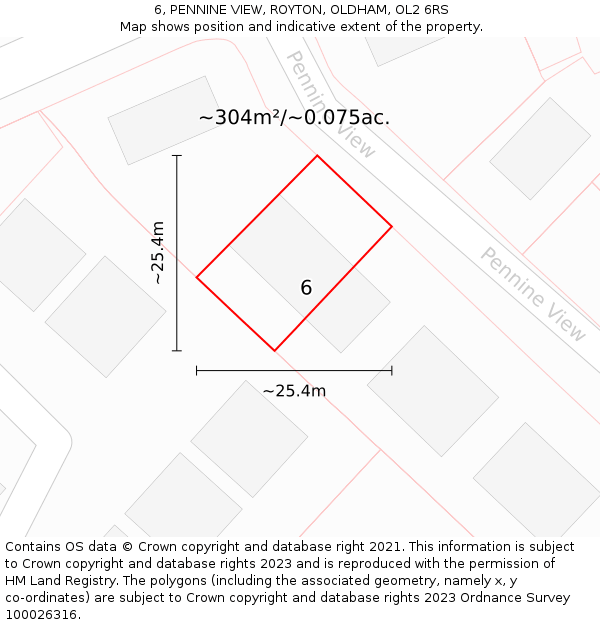 6, PENNINE VIEW, ROYTON, OLDHAM, OL2 6RS: Plot and title map