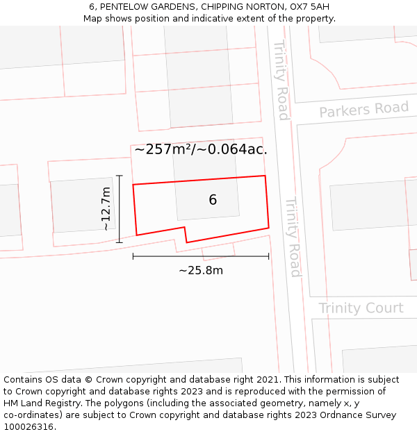 6, PENTELOW GARDENS, CHIPPING NORTON, OX7 5AH: Plot and title map