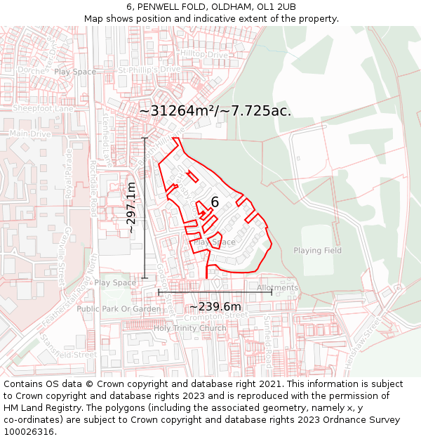 6, PENWELL FOLD, OLDHAM, OL1 2UB: Plot and title map