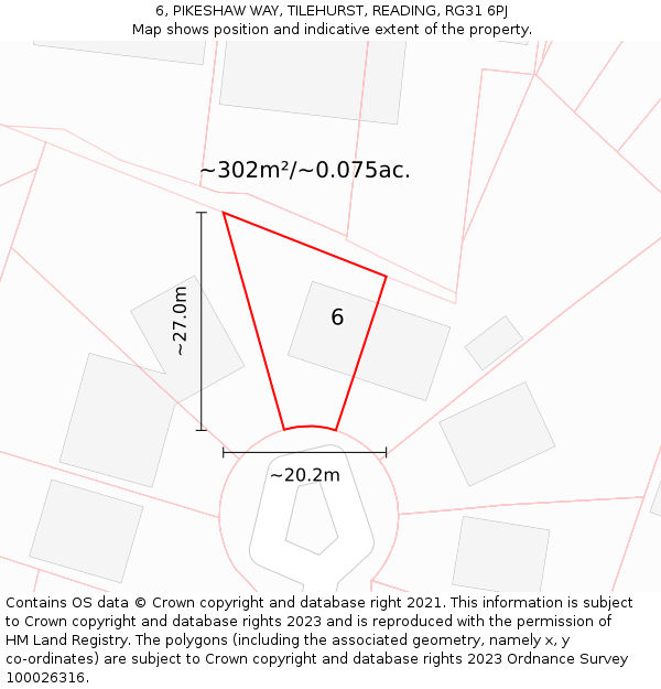 6, PIKESHAW WAY, TILEHURST, READING, RG31 6PJ: Plot and title map