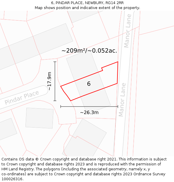 6, PINDAR PLACE, NEWBURY, RG14 2RR: Plot and title map