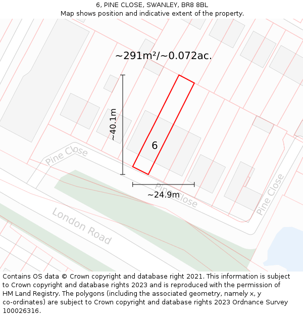 6, PINE CLOSE, SWANLEY, BR8 8BL: Plot and title map