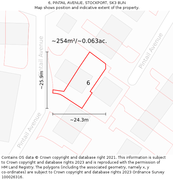 6, PINTAIL AVENUE, STOCKPORT, SK3 8UN: Plot and title map