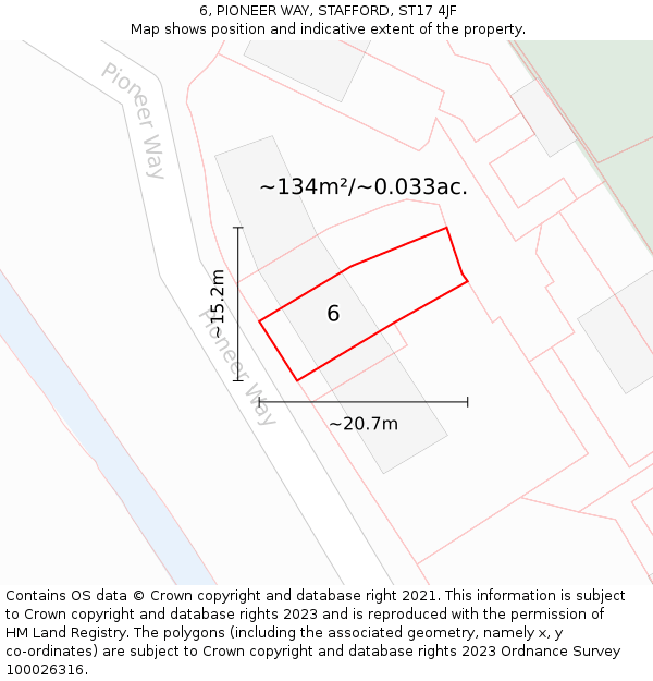 6, PIONEER WAY, STAFFORD, ST17 4JF: Plot and title map
