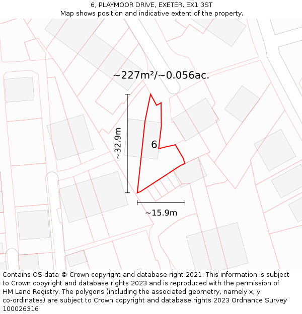 6, PLAYMOOR DRIVE, EXETER, EX1 3ST: Plot and title map