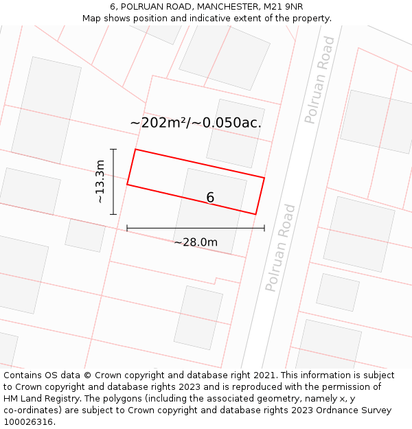 6, POLRUAN ROAD, MANCHESTER, M21 9NR: Plot and title map