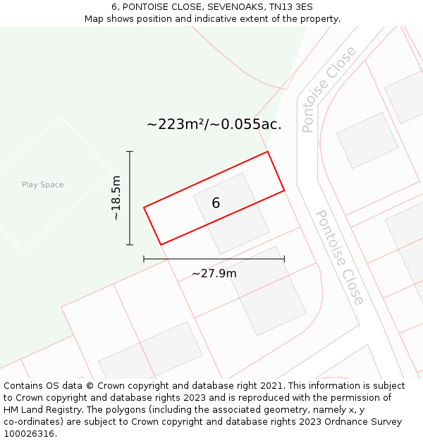 6, PONTOISE CLOSE, SEVENOAKS, TN13 3ES: Plot and title map