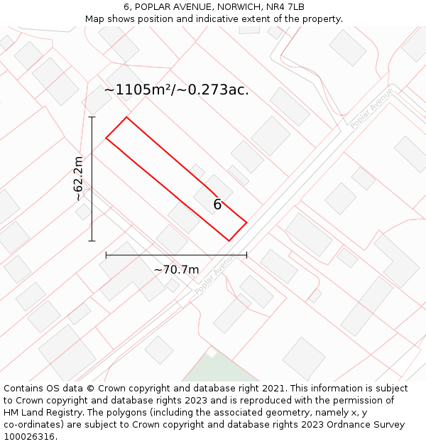 6, POPLAR AVENUE, NORWICH, NR4 7LB: Plot and title map
