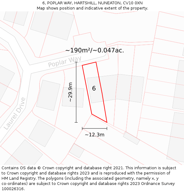 6, POPLAR WAY, HARTSHILL, NUNEATON, CV10 0XN: Plot and title map