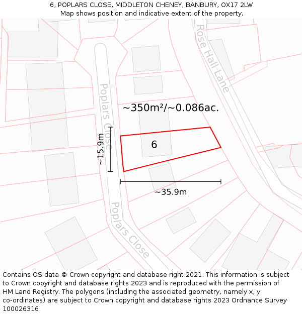 6, POPLARS CLOSE, MIDDLETON CHENEY, BANBURY, OX17 2LW: Plot and title map