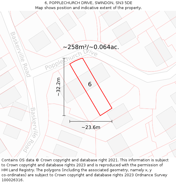 6, POPPLECHURCH DRIVE, SWINDON, SN3 5DE: Plot and title map
