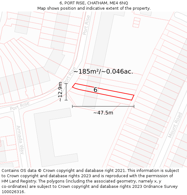 6, PORT RISE, CHATHAM, ME4 6NQ: Plot and title map