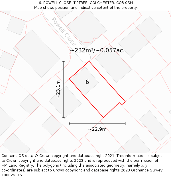 6, POWELL CLOSE, TIPTREE, COLCHESTER, CO5 0SH: Plot and title map