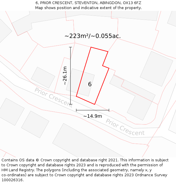 6, PRIOR CRESCENT, STEVENTON, ABINGDON, OX13 6FZ: Plot and title map