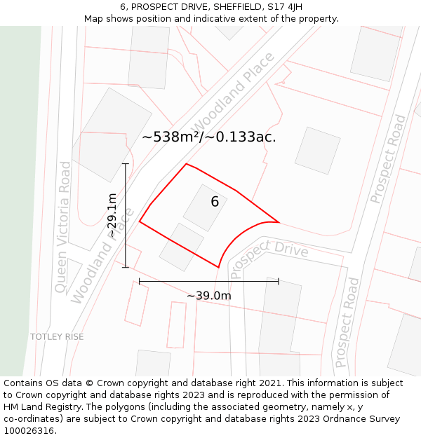 6, PROSPECT DRIVE, SHEFFIELD, S17 4JH: Plot and title map