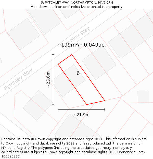 6, PYTCHLEY WAY, NORTHAMPTON, NN5 6RN: Plot and title map