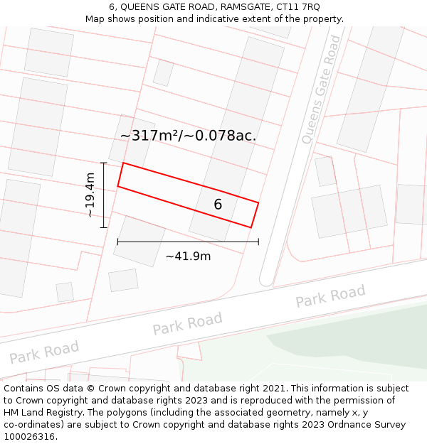 6, QUEENS GATE ROAD, RAMSGATE, CT11 7RQ: Plot and title map