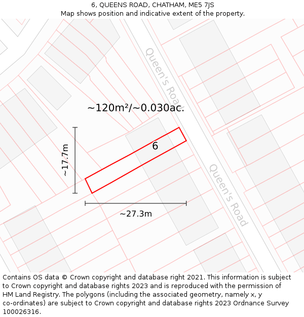 6, QUEENS ROAD, CHATHAM, ME5 7JS: Plot and title map
