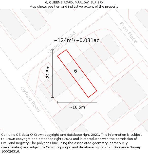 6, QUEENS ROAD, MARLOW, SL7 2PX: Plot and title map