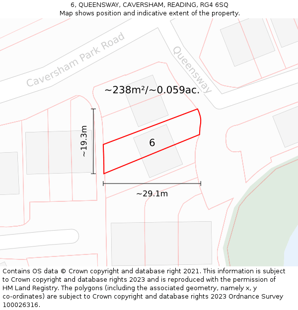 6, QUEENSWAY, CAVERSHAM, READING, RG4 6SQ: Plot and title map