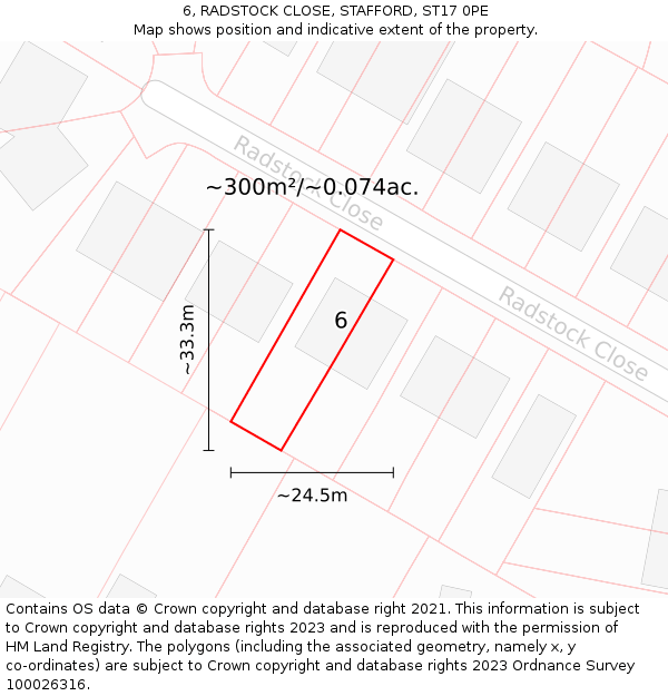 6, RADSTOCK CLOSE, STAFFORD, ST17 0PE: Plot and title map