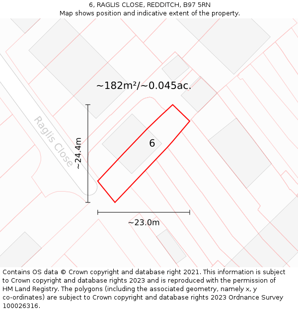 6, RAGLIS CLOSE, REDDITCH, B97 5RN: Plot and title map