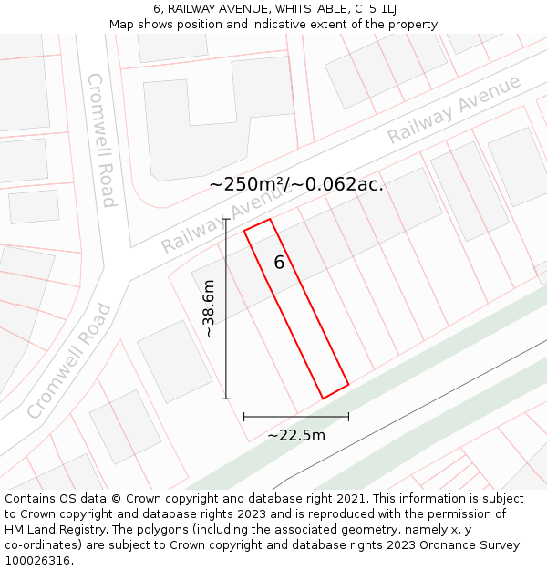 6, RAILWAY AVENUE, WHITSTABLE, CT5 1LJ: Plot and title map