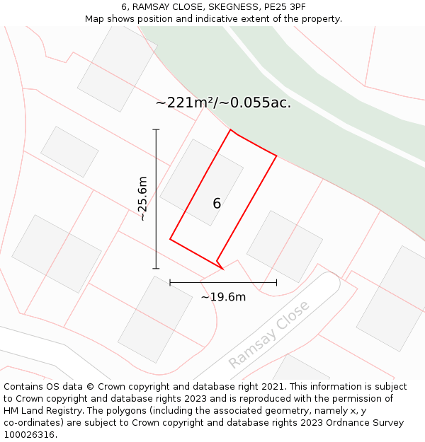6, RAMSAY CLOSE, SKEGNESS, PE25 3PF: Plot and title map