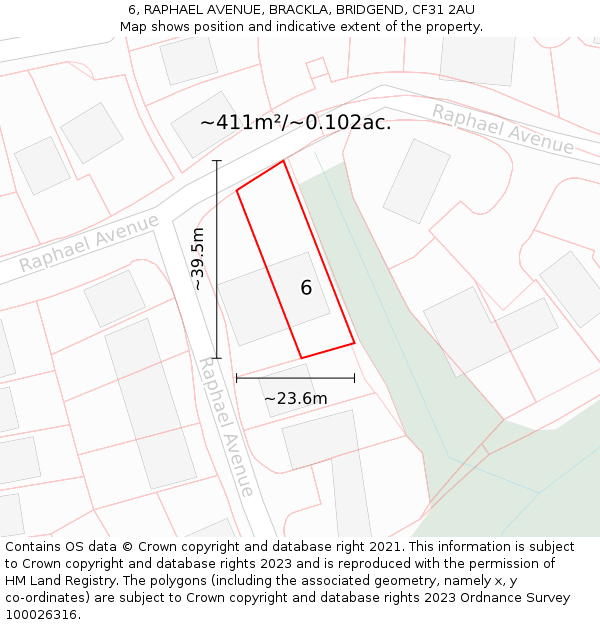 6, RAPHAEL AVENUE, BRACKLA, BRIDGEND, CF31 2AU: Plot and title map