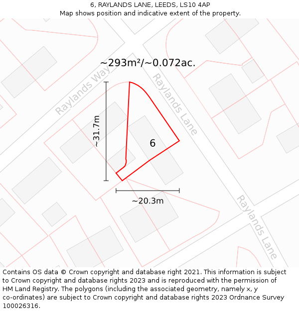 6, RAYLANDS LANE, LEEDS, LS10 4AP: Plot and title map