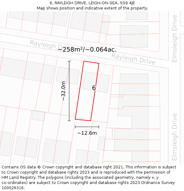 6, RAYLEIGH DRIVE, LEIGH-ON-SEA, SS9 4JE: Plot and title map