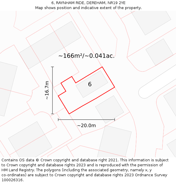 6, RAYNHAM RIDE, DEREHAM, NR19 2YE: Plot and title map