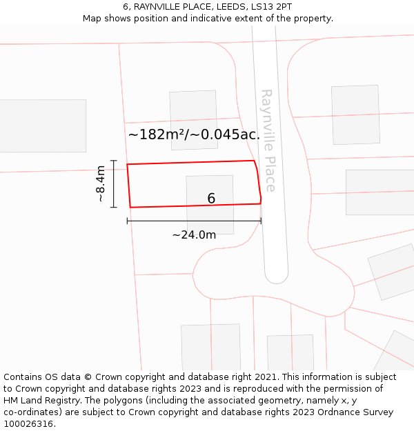 6, RAYNVILLE PLACE, LEEDS, LS13 2PT: Plot and title map