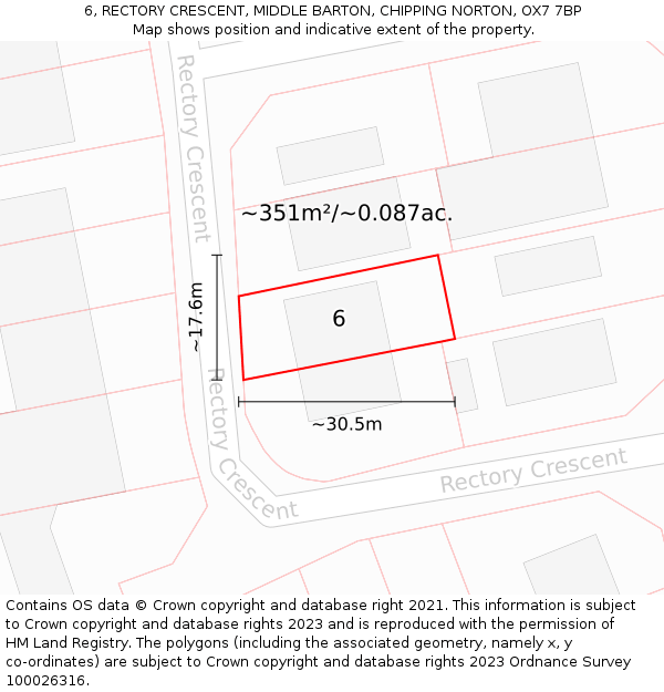 6, RECTORY CRESCENT, MIDDLE BARTON, CHIPPING NORTON, OX7 7BP: Plot and title map