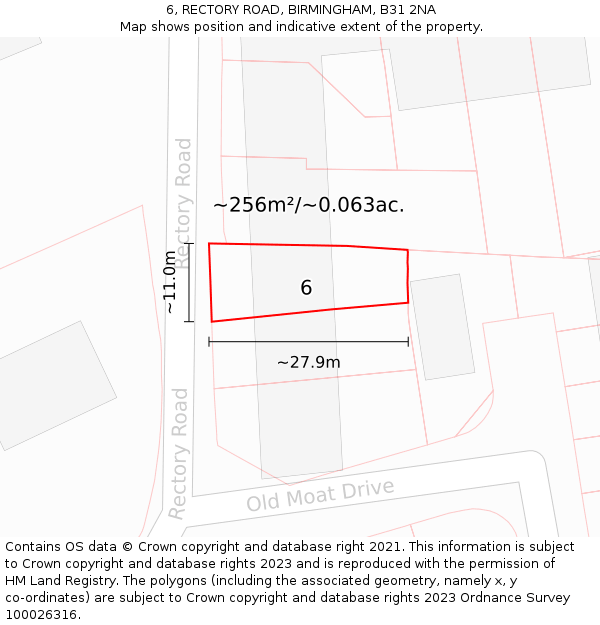 6, RECTORY ROAD, BIRMINGHAM, B31 2NA: Plot and title map