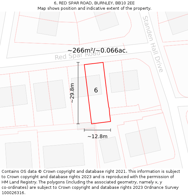 6, RED SPAR ROAD, BURNLEY, BB10 2EE: Plot and title map