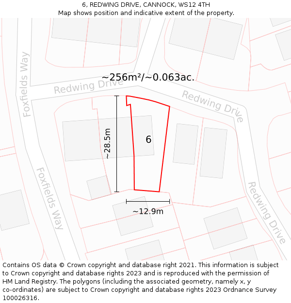 6, REDWING DRIVE, CANNOCK, WS12 4TH: Plot and title map