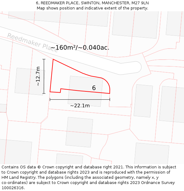 6, REEDMAKER PLACE, SWINTON, MANCHESTER, M27 9LN: Plot and title map